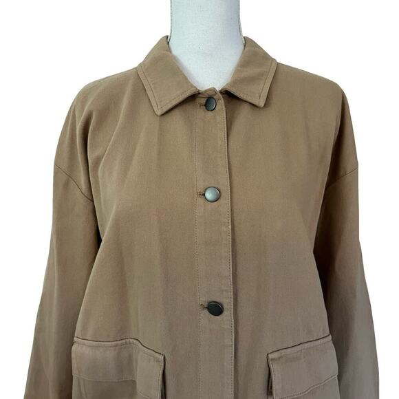 EILEEN FISHER Classic Organic Cotton Button Jacket Size S Tan Neutral Lagom - Picture 4 of 8